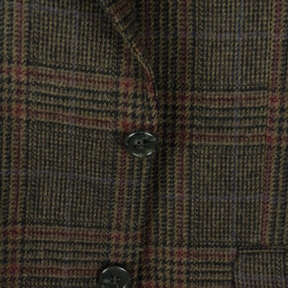 Vintage Blazer Mens 46R Brown Red Glen Check Alpaca Wool Two Button Business - Picture 4 of 15